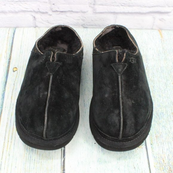 UGG Australia Tasman Black Suede Slip On Shearling Lined Slippers Size 12 - Picture 5 of 10